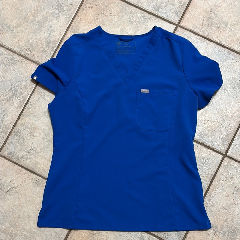 Figs Royal Blue Women's Short Sleeve Scrub Top